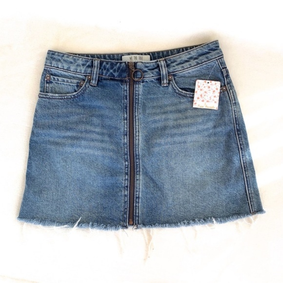 Free People Zip It Up Mini Denim Skirt in Copper Blue - Picture 6 of 6